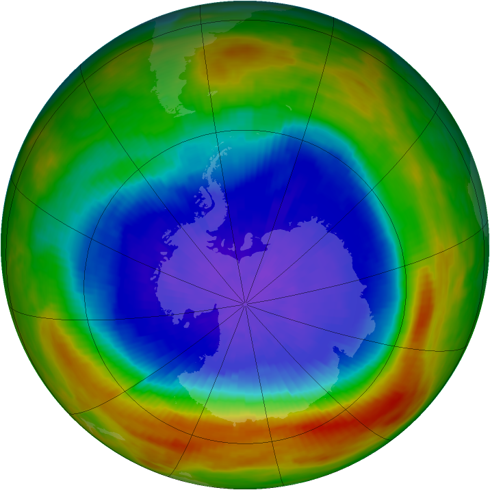 Antarctic ozone map for 28 September 1991